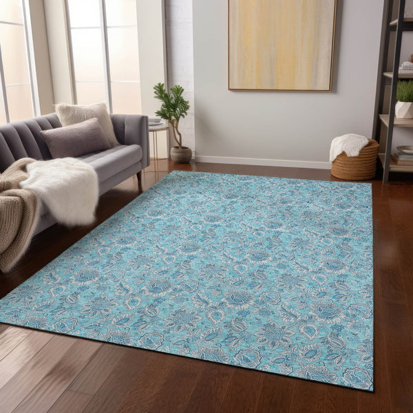 Homeroots 3' Floral Indoor Outdoor Area Rug - Durable, Washable, Stain Resistant For Home And Patio Spaces 9' X 12' Polyester 580572
