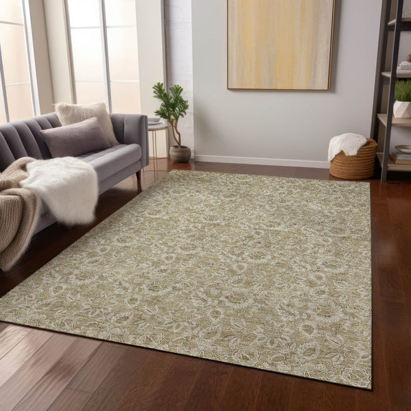 Homeroots 3' Floral Indoor Outdoor Area Rug - Durable, Washable, Stain Resistant For Home And Patio Spaces 5' X 8' Polyester 580575