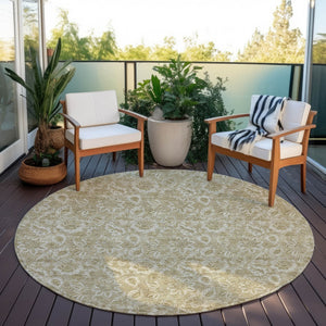 Homeroots 3' Floral Indoor Outdoor Area Rug - Durable, Washable, Stain Resistant For Home And Patio Spaces 8' Round Polyester 580576