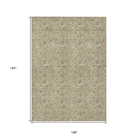 Homeroots 3' Floral Indoor Outdoor Area Rug - Durable, Washable, Stain Resistant For Home And Patio Spaces 9' X 12' Polyester 580578