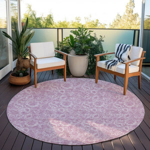 Homeroots 3' Floral Indoor Outdoor Area Rug - Durable, Washable, Stain Resistant For Home And Patio Spaces 8' Round Polyester 580582