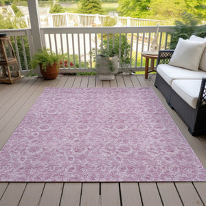 Homeroots 3' Floral Indoor Outdoor Area Rug - Durable, Washable, Stain Resistant For Home And Patio Spaces 8' X 10' Polyester 580583