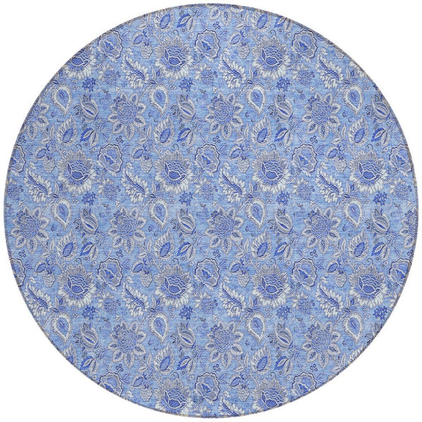 Homeroots 3' Floral Indoor Outdoor Area Rug - Durable, Washable, Stain Resistant For Home And Patio Spaces 8' Round Polyester 580588