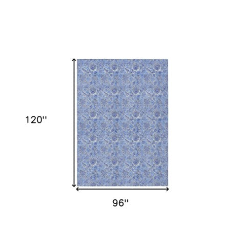 Homeroots 3' Floral Indoor Outdoor Area Rug - Durable, Washable, Stain Resistant For Home And Patio Spaces 8' X 10' Polyester 580589