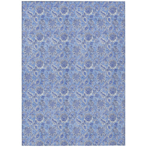 HomeRoots 5' Timeless Navy Blue Floral Area Rug - Durable, Washable Design for Indoor & Outdoor Use 8' X 10' 580589