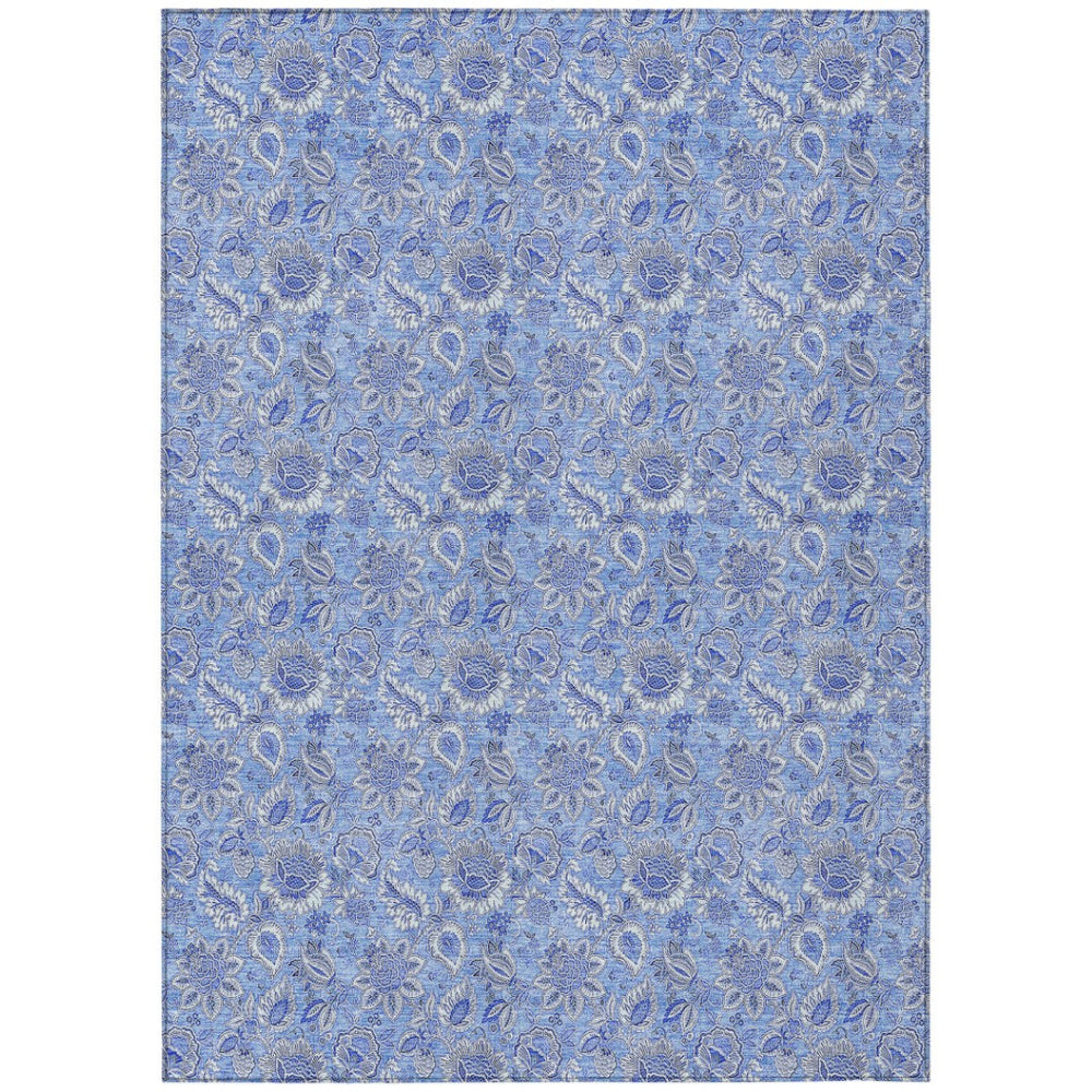 HomeRoots 9' Navy and Denim Blue Floral Indoor Outdoor Area Rug - Durable, Washable, Stylish for Any Space 9' X 12' 580590