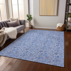 Homeroots 3' Floral Indoor Outdoor Area Rug - Durable, Washable, Stain Resistant For Home And Patio Spaces 9' X 12' Polyester 580590