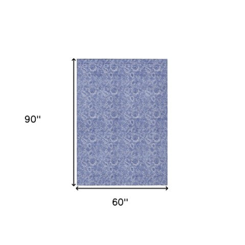 Homeroots 3' Floral Indoor Outdoor Area Rug - Durable, Washable, Stain Resistant For Home And Patio Spaces 5' X 8' Polyester 580593