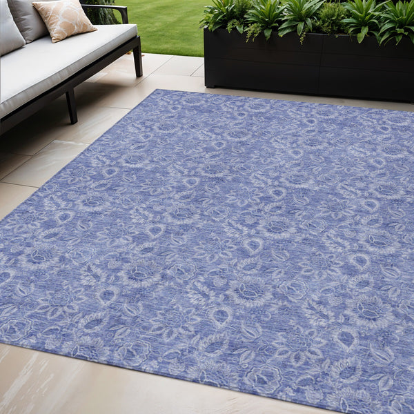 Homeroots 3' Floral Indoor Outdoor Area Rug - Durable, Washable, Stain Resistant For Home And Patio Spaces 5' X 8' Polyester 580593