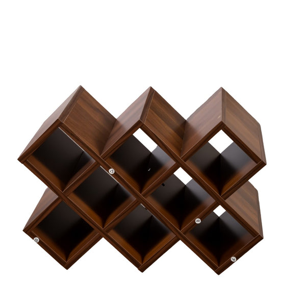 English Elm Large Rustic Wood Wall Mounted Wine Rack with Three Shelves and Stemware Rail Walnut W331P277924