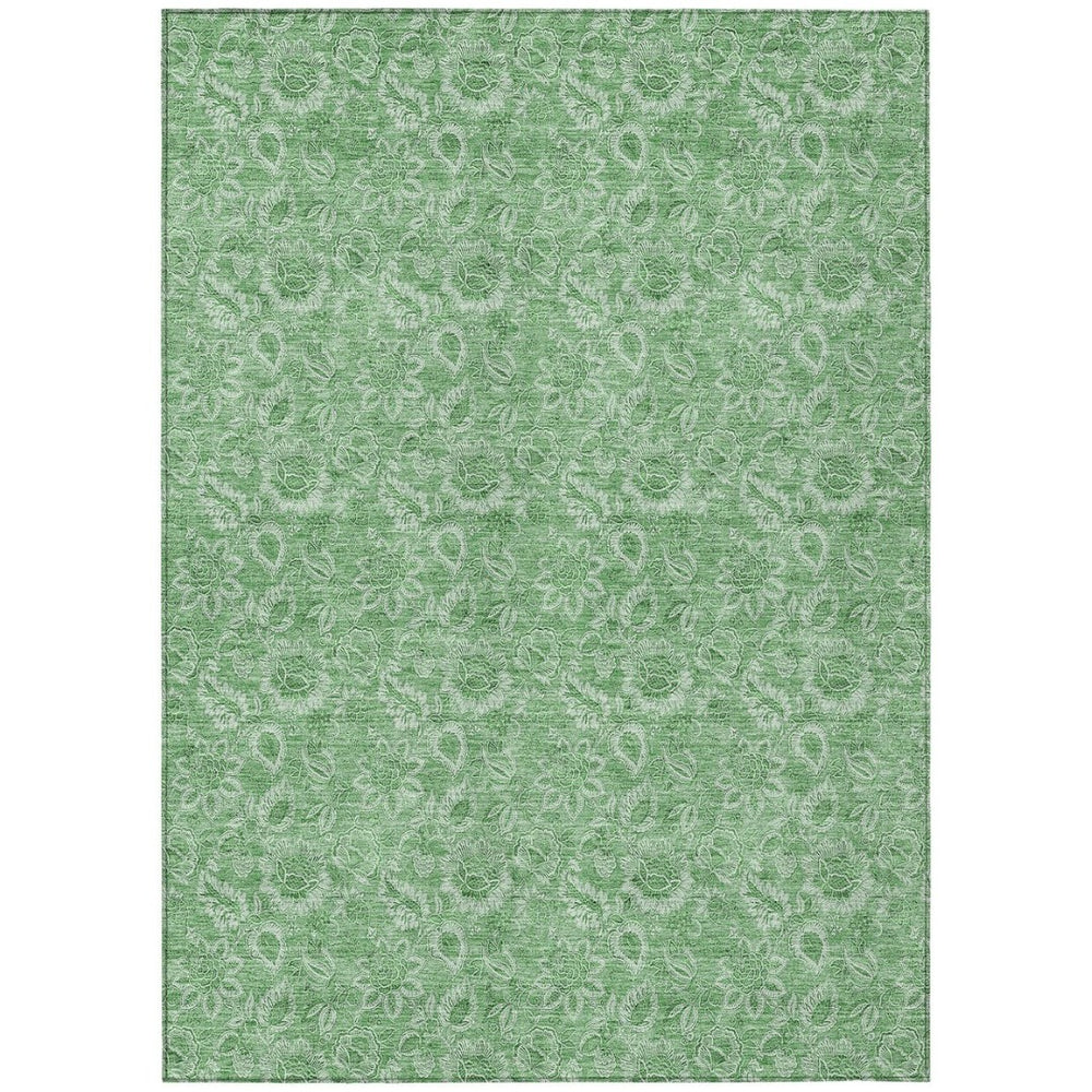 HomeRoots 5' Vibrant Green Floral Washable Area Rug for Indoor & Outdoor Spaces - Durable, Stylish, Easy Care 10' X 14' 580603