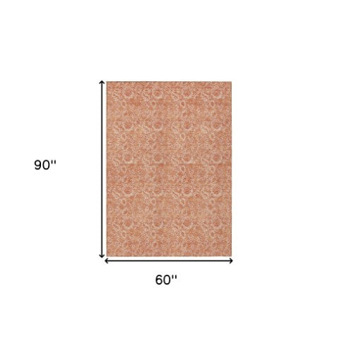 Homeroots 3' Floral Indoor Outdoor Area Rug - Durable, Washable, Stain Resistant For Home And Patio Spaces 5' X 8' Polyester 580605