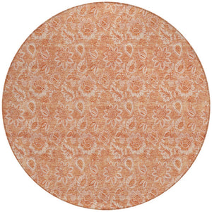 Homeroots 3' Floral Indoor Outdoor Area Rug - Durable, Washable, Stain Resistant For Home And Patio Spaces 8' Round Polyester 580606