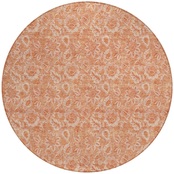 Homeroots 3' Floral Indoor Outdoor Area Rug - Durable, Washable, Stain Resistant For Home And Patio Spaces 8' Round Polyester 580606