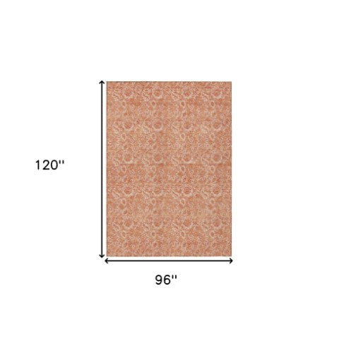 Homeroots 3' Floral Indoor Outdoor Area Rug - Durable, Washable, Stain Resistant For Home And Patio Spaces 8' X 10' Polyester 580607