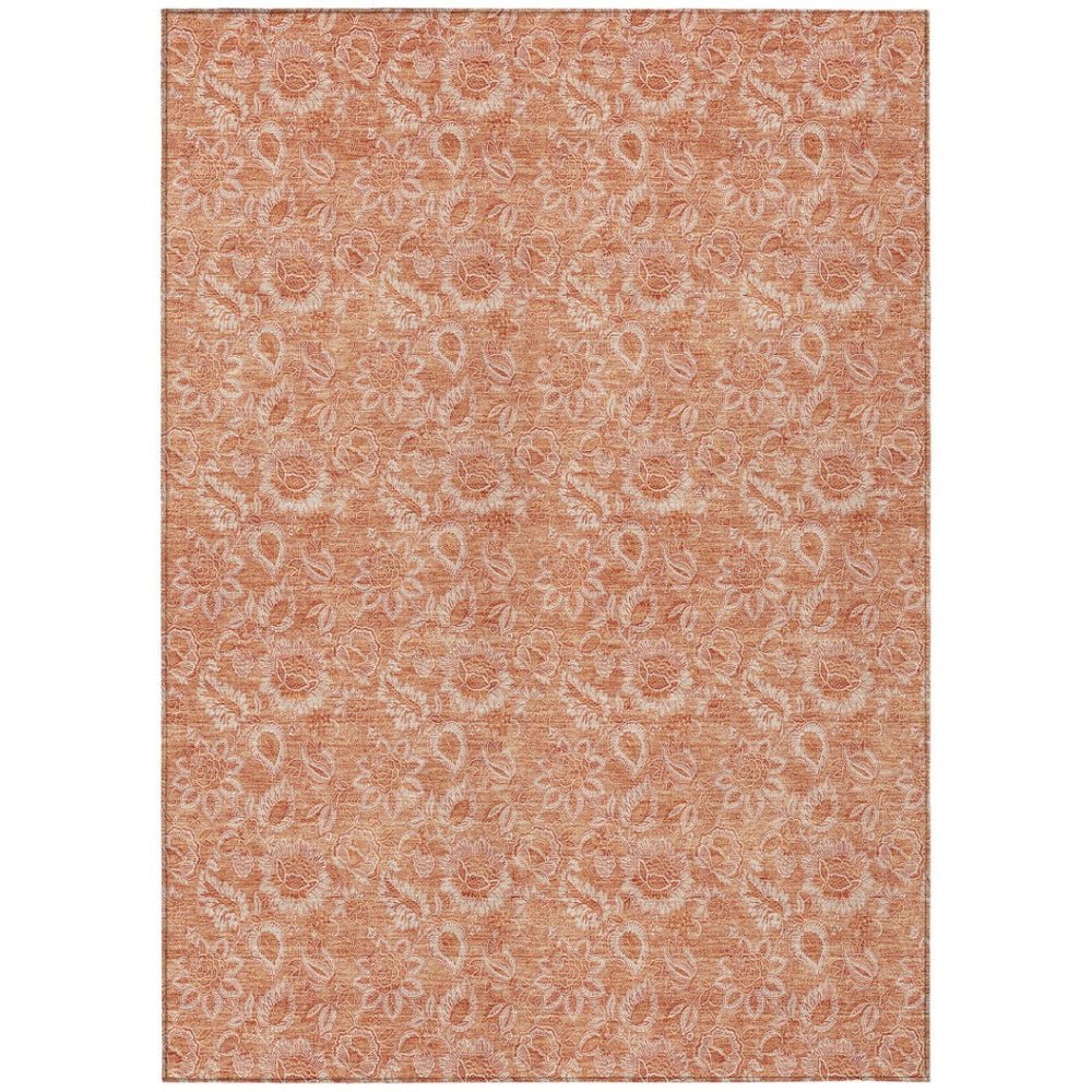 HomeRoots 9' Salmon and Copper Floral Washable Area Rug - Durable, Stylish Design for Indoor and Outdoor Spaces 9' X 12' 580608