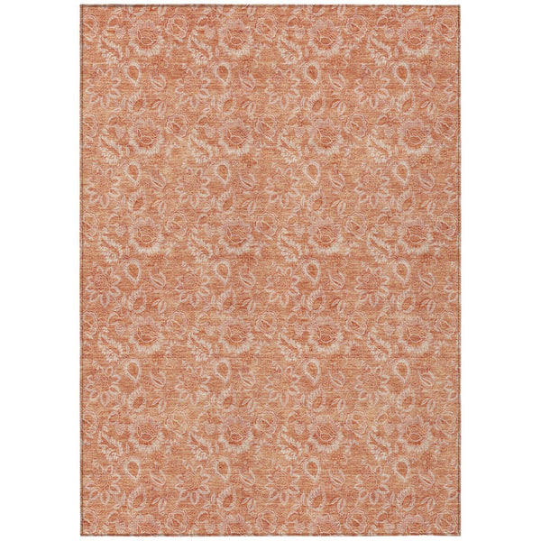 HomeRoots 9' Salmon and Copper Floral Washable Area Rug - Durable, Stylish Design for Indoor and Outdoor Spaces 9' X 12' 580608