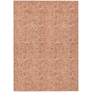 HomeRoots 5' Salmon and Copper Floral Washable Area Rug – Ideal for Indoor and Outdoor Spaces, Easy Care! 10' X 14' 580609