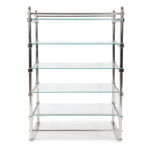 Howard Elliott Scola Antique-style Book Shelf With Modern Stainless Steel Frame And Clear Glass Shelves For Elegance Silver Polished Stainless Steel ,Glass 58061-howard-elliott