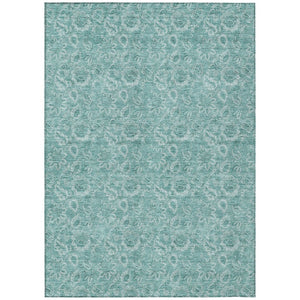 HomeRoots 5' Vibrant Teal Blue & Aqua Floral Area Rug – Durable, Washable Design for Indoor & Outdoor Spaces 5' X 8' 580611