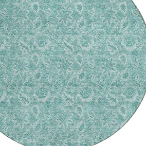 Homeroots 3' Floral Indoor Outdoor Area Rug - Durable, Washable, Stain Resistant For Home And Patio Spaces 8' Round Polyester 580612