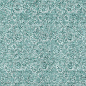 HomeRoots 9' Teal Blue and Aqua Floral Washable Area Rug – Durable, Stylish Accent for Indoor and Outdoor Spaces 9' X 12' 580614