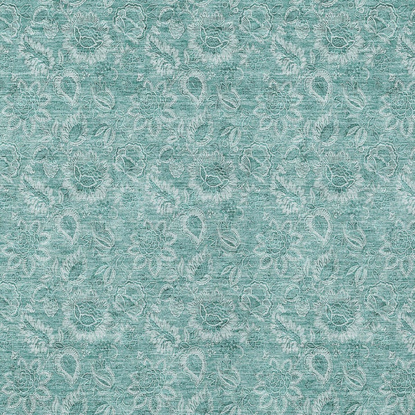 HomeRoots 9' Teal Blue and Aqua Floral Washable Area Rug – Durable, Stylish Accent for Indoor and Outdoor Spaces 9' X 12' 580614