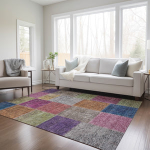 Homeroots 3' Copper Navy Blue And Gold Patchwork Area Rug – Stylish, Washable, Indoor/Outdoor & Durable Design 3' X 5' Polyester 580616