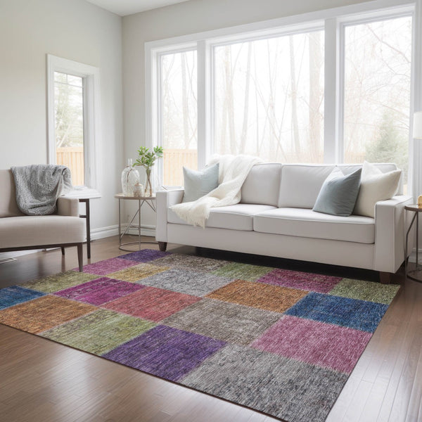 Homeroots 3' Copper Navy Blue And Gold Patchwork Area Rug – Stylish, Washable, Indoor/Outdoor & Durable Design 3' X 5' Polyester 580616