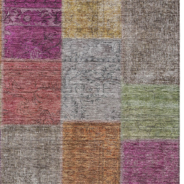 Homeroots 3' Copper Navy Blue And Gold Patchwork Area Rug – Stylish, Washable, Indoor/Outdoor & Durable Design 5' X 8' Polyester 580617