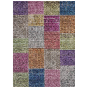 Homeroots 3' Copper Navy Blue And Gold Patchwork Area Rug – Stylish, Washable, Indoor/Outdoor & Durable Design 8' X 10' Polyester 580619