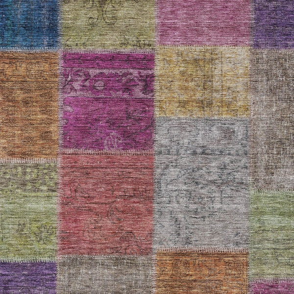 Homeroots 3' Copper Navy Blue And Gold Patchwork Area Rug – Stylish, Washable, Indoor/Outdoor & Durable Design 8' X 10' Polyester 580619