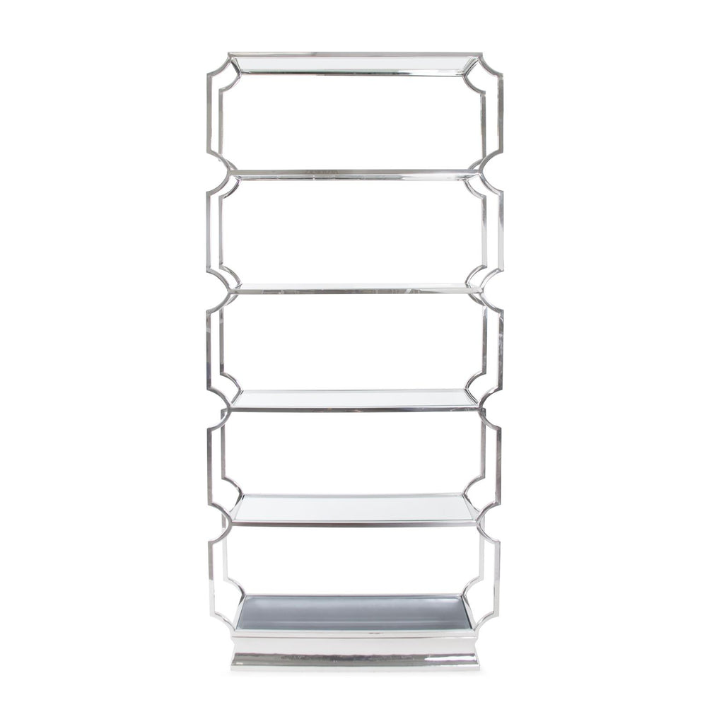 Howard Elliott Scola Etagere - Handcrafted Stainless Steel Frame With Glass Shelves For Modern Home Décor Display Silver Polished Stainless Steel ,Glass 58062-howard-elliott