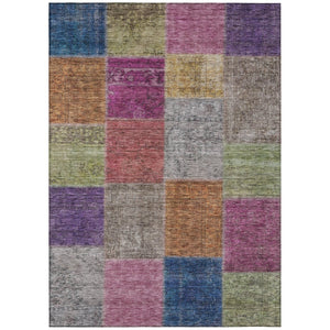 HomeRoots 9' Stylish Copper Navy Blue and Gold Patchwork Area Rug for Indoor and Outdoor Use, Washable Design 9' X 12' 580620