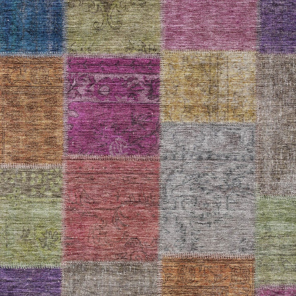 Homeroots 3' Copper Navy Blue And Gold Patchwork Area Rug – Stylish, Washable, Indoor/Outdoor & Durable Design 9' X 12' Polyester 580620