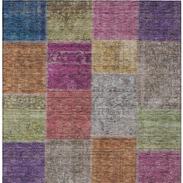 Homeroots 3' Copper Navy Blue And Gold Patchwork Area Rug – Stylish, Washable, Indoor/Outdoor & Durable Design 10' X 14' Polyester 580621