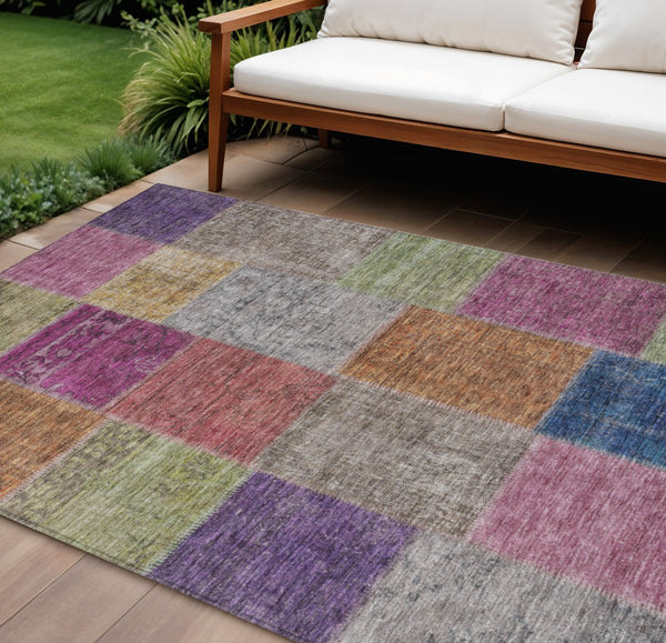 Homeroots 3' Copper Navy Blue And Gold Patchwork Area Rug – Stylish, Washable, Indoor/Outdoor & Durable Design 10' X 14' Polyester 580621