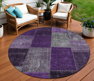 Homeroots 3' Copper Navy Blue And Gold Patchwork Area Rug – Stylish, Washable, Indoor/Outdoor & Durable Design 8' Round Polyester 580624