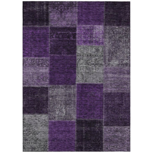 HomeRoots 9' Eye-Catching Eggplant Purple and Lilac Patchwork Washable Area Rug for Indoor & Outdoor Use 9' X 12' 580626