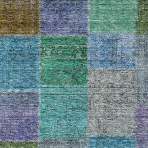 Homeroots 3' Copper Navy Blue And Gold Patchwork Area Rug – Stylish, Washable, Indoor/Outdoor & Durable Design 3' X 5' Polyester 580628