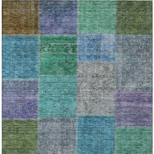 Homeroots 3' Copper Navy Blue And Gold Patchwork Area Rug – Stylish, Washable, Indoor/Outdoor & Durable Design 8' X 10' Polyester 580631