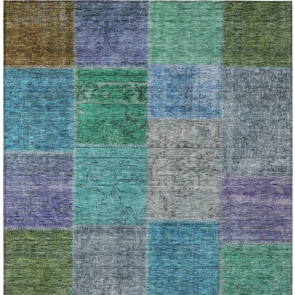 Homeroots 3' Copper Navy Blue And Gold Patchwork Area Rug – Stylish, Washable, Indoor/Outdoor & Durable Design 8' X 10' Polyester 580631