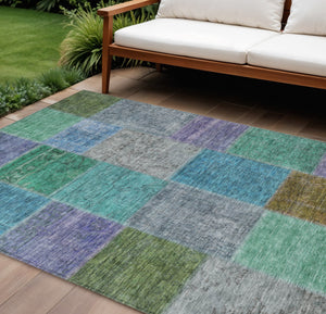 Homeroots 3' Copper Navy Blue And Gold Patchwork Area Rug – Stylish, Washable, Indoor/Outdoor & Durable Design 8' X 10' Polyester 580631