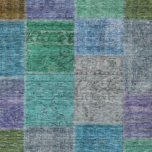 Homeroots 3' Copper Navy Blue And Gold Patchwork Area Rug – Stylish, Washable, Indoor/Outdoor & Durable Design 8' X 10' Polyester 580631