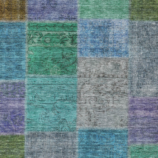 Homeroots 3' Copper Navy Blue And Gold Patchwork Area Rug – Stylish, Washable, Indoor/Outdoor & Durable Design 8' X 10' Polyester 580631