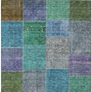 Homeroots 3' Copper Navy Blue And Gold Patchwork Area Rug – Stylish, Washable, Indoor/Outdoor & Durable Design 9' X 12' Polyester 580632