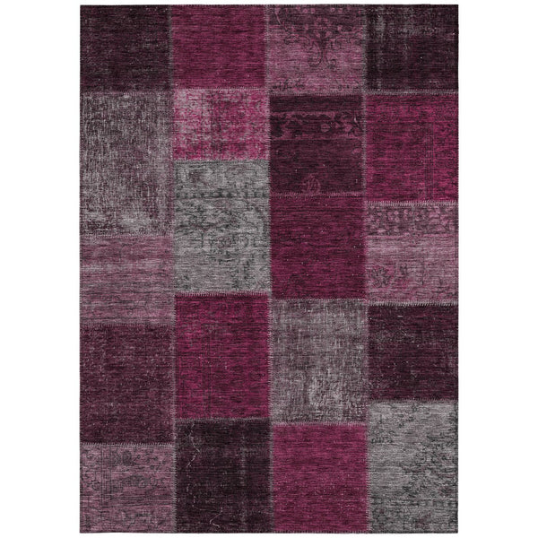 Homeroots 3' Copper Navy Blue And Gold Patchwork Area Rug – Stylish, Washable, Indoor/Outdoor & Durable Design Merlot Polyester 580634