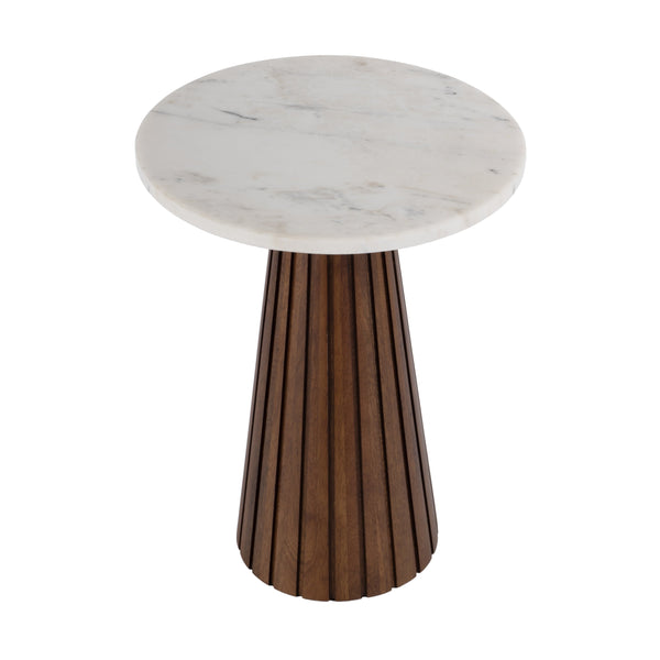 Butler Specialty Dara Luxurious Round Marble Top Side Table With Elegant Wood Base For A Sophisticated Home Space Brown Mango,Marble,Iron 5806389-butler