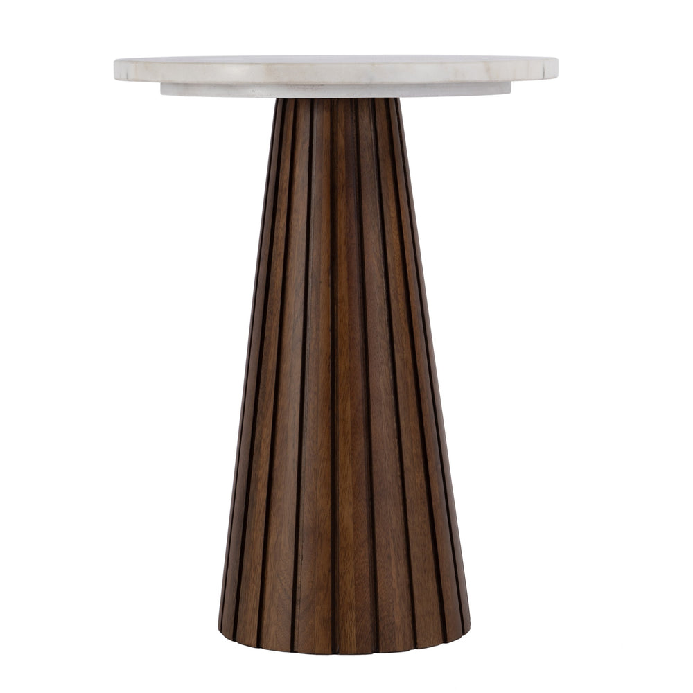 Butler Specialty Dara Luxurious Round Marble Top Side Table With Elegant Wood Base For A Sophisticated Home Space Brown Mango,Marble,Iron 5806389-butler