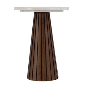 Butler Specialty Dara Luxurious Round Marble Top Side Table With Elegant Wood Base For A Sophisticated Home Space Brown Mango,Marble,Iron 5806389-butler